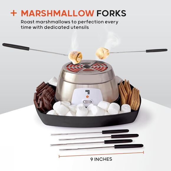 Electric S'mores Maker 8-Piece Kit, Flameless Tabletop Marshmallow Roaster - Picture 8 of 11